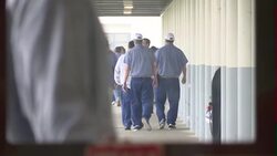 Prisoners walking in Maine State Prison News Clip