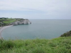 Etretat Left Cliff and grass LV - HD Stock Footage