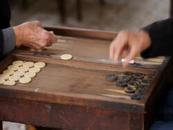 Playing Backgammon Stock Footage
