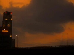 Sunset City With Urban High Way Stock Footage