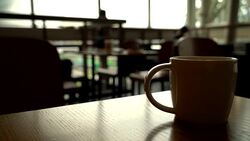 hot coffee cup in cafe Stock Footage