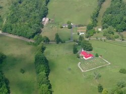 WS AERIAL DS ZI View of church and cemetery / Tennessee, United States Stock Footage