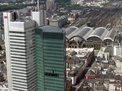 MS Shot of Deka building at financial district / Frankfurt/Main, Hesse, Germany  Stock Footage