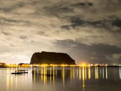WS T/L Reflection of Jeju near Seonsanilchulbong Sunrise Peak / Seogwipo, Jeju Island, South Korea Stock Footage