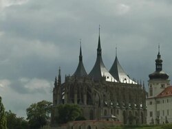 Tilt down shot Barabara church Kutna hora Czech Republic Stock Footage