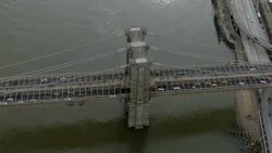 The Brooklyn Bridge in New York City, seen from overhead. Stock Footage