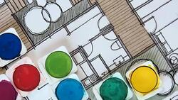 Home floor plan, watercolor & pencil freehand sketch Stock Footage