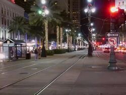 WS T/L  Traffic on Burbon Street and canal street / New Orleans, Louisiana, USA Stock Footage