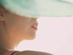 Woman wirth scarf on sunset Stock Footage