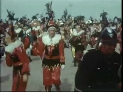Blankenburg, Belgium, procession in traditional costumes, men dancing etc Stock Footage