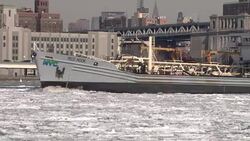 Ice Jams, Ice Flow On The East River NYC - Ship Sailing Through Thick Ice Stock Footage