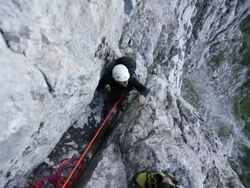 Men rock climbing in the mountains.  - 1920x1080 Stock Footage