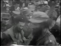 B/W 1959 Fidel Castro in uniform walking toward camera in crowd / post-revolution Havana / newsreel Stock Footage