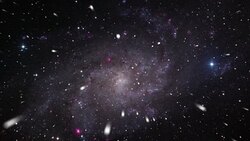Space travel towards the M33 Galaxy Stock Footage
