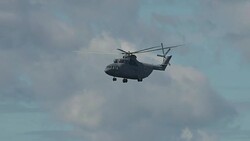 Russian Transport Helicopter Mi-26 Flying Over Stock Footage