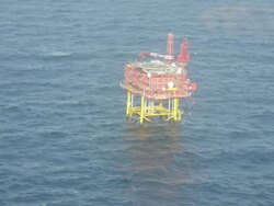 Aerial views of Babbage North Sea gas platform News Clip