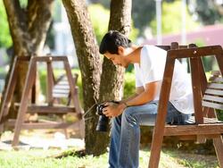 Man taking a picture Stock Footage