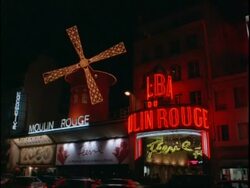 MWA The Moulin rouge at night, France Stock Footage