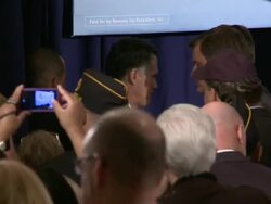 Mitt Romney campaigns with veterans Stock Footage