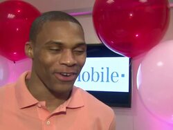 INTERVIEW: Russell Westbrook on the All-Star Game in LA at the Russell Westbrook Greets Fans At T-Mobile And Gears Up For NBA All-Star 2011 In Los Angeles at Los Angeles CA. (Footage by WireImage Video/GettyImages) Stock Footage