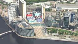 Aerial views of MediaCityUK News Clip