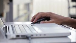 Closeup of business man hand using mouse Stock Footage