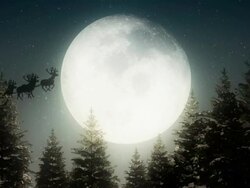 Santa Claus Flying In Front Of The Moon Stock Footage