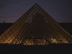 MS Louvre pyramid at dusk / Paris, France Stock Footage