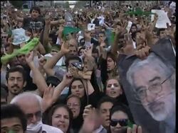 Mousavi addresses supporters as they continue protest against election result News Clip