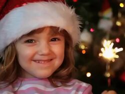 HD: Girl Holding Christmas sparkler Stock Footage