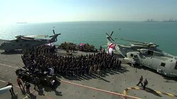 UK Prime Minister Theresa May on HMS Ocean during Bahrain visit News Clip