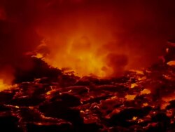 CU Shot of Fiery lava lake in Nyiragongo Volcano / Goma, Virunga National Park, Democratic Republic of the Congo Stock Footage