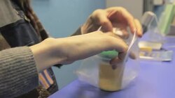 plastic jar of urine for analysis Stock Footage