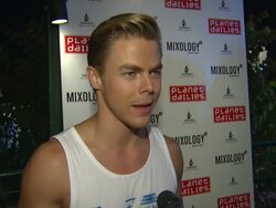 INTERVIEW: Derek Hough on Emmy for Tom Bergeron at Joey Fatone And Kym Johnson Host After Party For Premiere Of Dancing With The Stars At Mixology 101 on 9/24/12 in Los Angeles, CA. Stock Footage