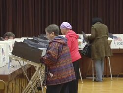 MS, ZO, People casting their votes at polling place, Toledo, Ohio, USA Stock Footage