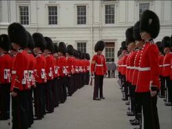 Guards of Household division, officer inspecting ranks, London, England, UK Stock Footage