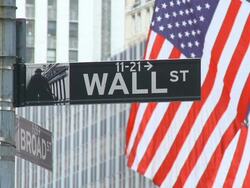 PAL: American Flag on a Wall Street Stock Footage