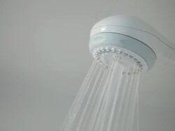 Shower Head Spraying Water Stock Footage