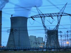 Night Nuke Cooling Towers HD Stock Footage