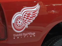 2012 Detroit Red Wings Ram 1500 truck montage Stock Footage