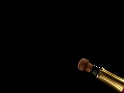 CU SLO MO Shot of Cork popping out of champagne bottle / Calvados, Normandy, france Stock Footage