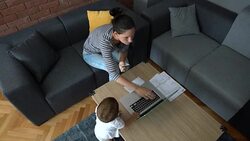 Paying the bills online Stock Footage