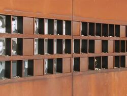 MS PAN Berlin wall at berlin wall memorial bernauerstrasse / Berlin, Germany Stock Footage