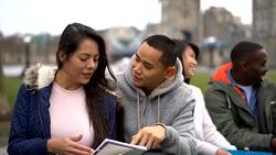 Group of exchange students in London Stock Footage