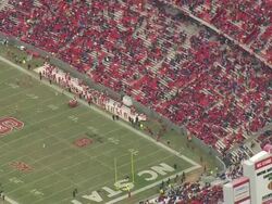 MS AERIAL Shot of Carter Finley Stadium - pre game / North Carolina, United States Stock Footage