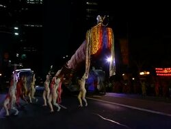 Chinese New Year Twilight Parade Stock Footage