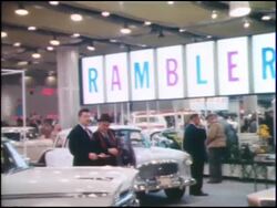 Montage:  AMC display at 1959 Chicago Auto Show Stock Footage