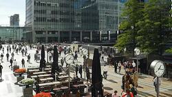 SLO MO Reuters Plaza In London Canary Wharf Stock Footage