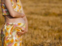 HD,Pregnant woman and landscape Stock Footage