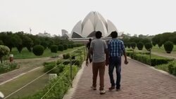 Time lapse of a walking pov of a visitor at the Lotus Temple, New Delhi Stock Footage